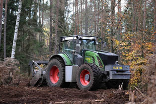 Forstmulcher-Einsatz im Wald für eine Wiederaufforstung